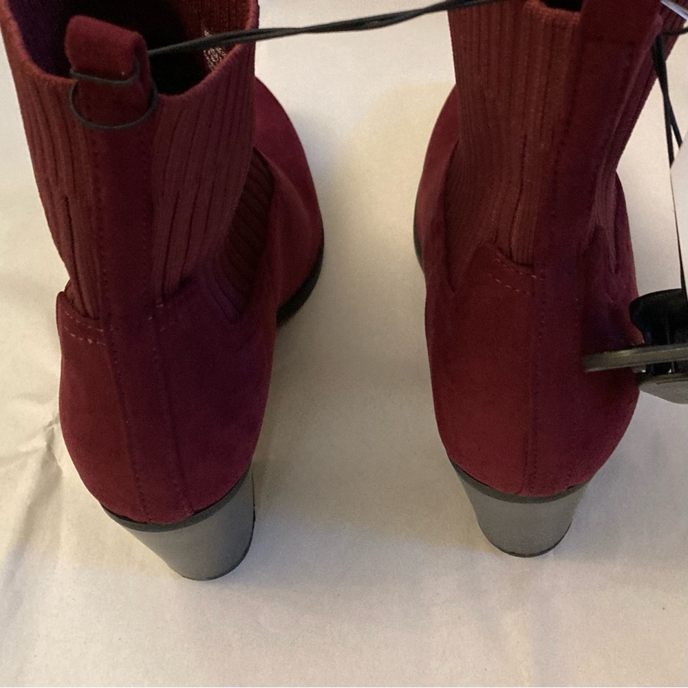 NWT Burgundy Microsuede Boots - Picture 7 of 14